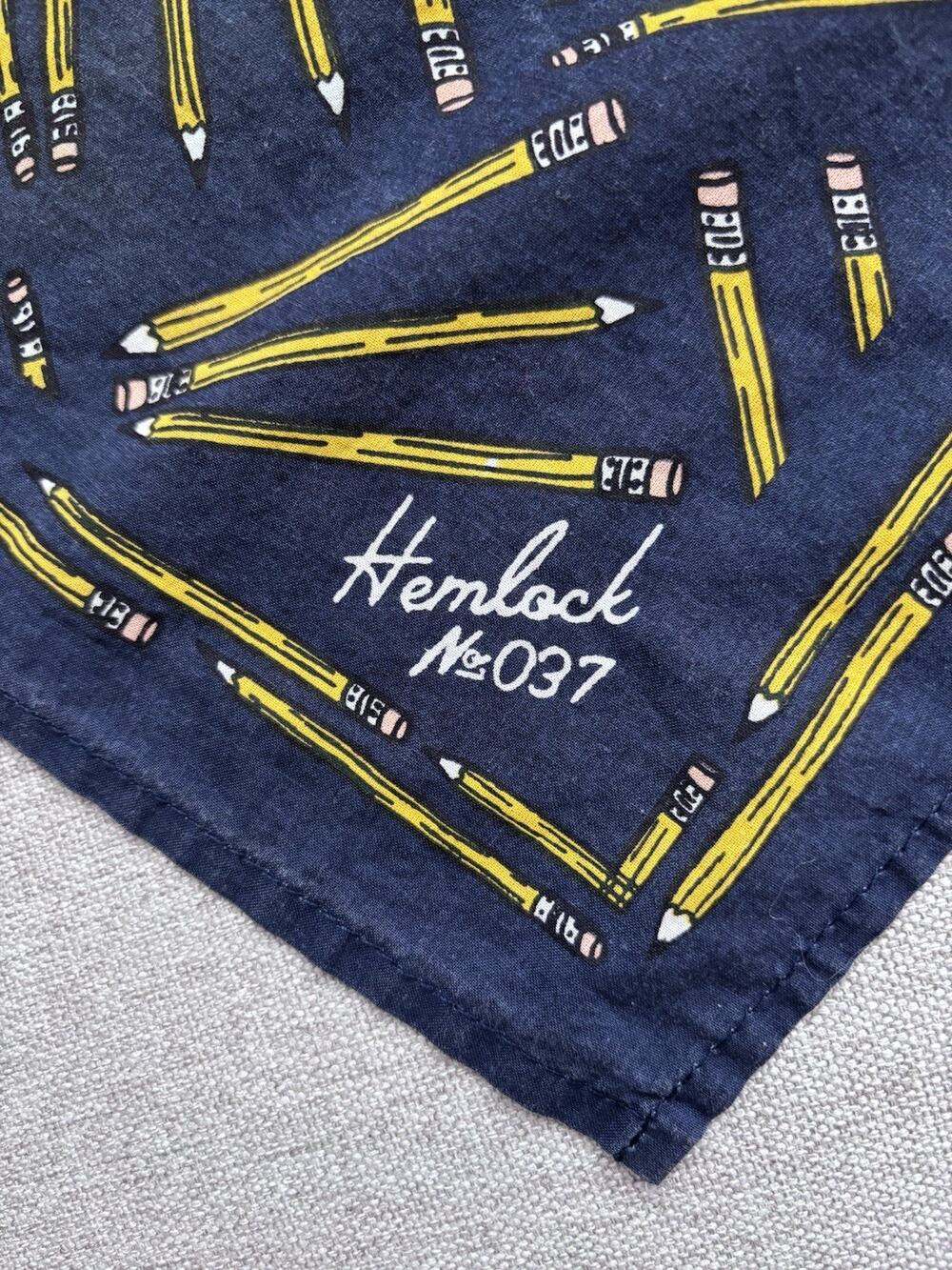 Hemlock No. 037 Cotton Scarf Blue/Yellow Pencil Print Pattern
